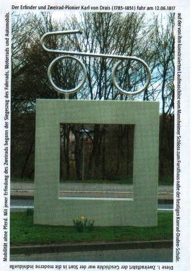 Drais-Denkmal in Mannheim-Rheinau